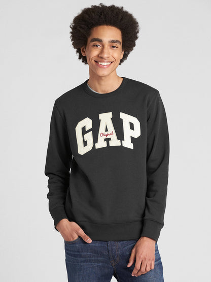 Koyu Gri Gap Logo Bisiklet Yaka Sweatshirt