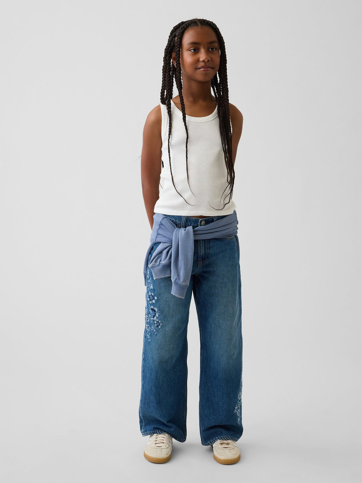 Mavi Low Rise Stride Çiçek Işlemeli Wide-leg Jean Pantolon
