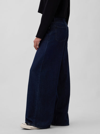 Koyu Mavi Mid Rise Ultrasoft Baggy Jean Pantolon