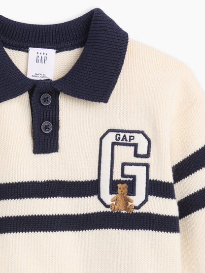 Lacivert Bebek Çizgili Polo Kazak Outfit Set
