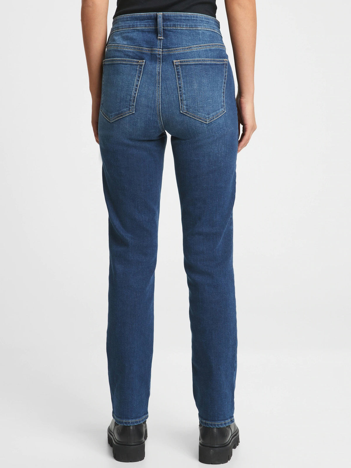 Koyu Mavi Mid Rise Straight Jean Pantolon