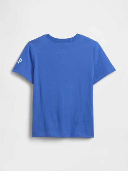 Mavi Süper Mario Grafik Baskılı T-shirt