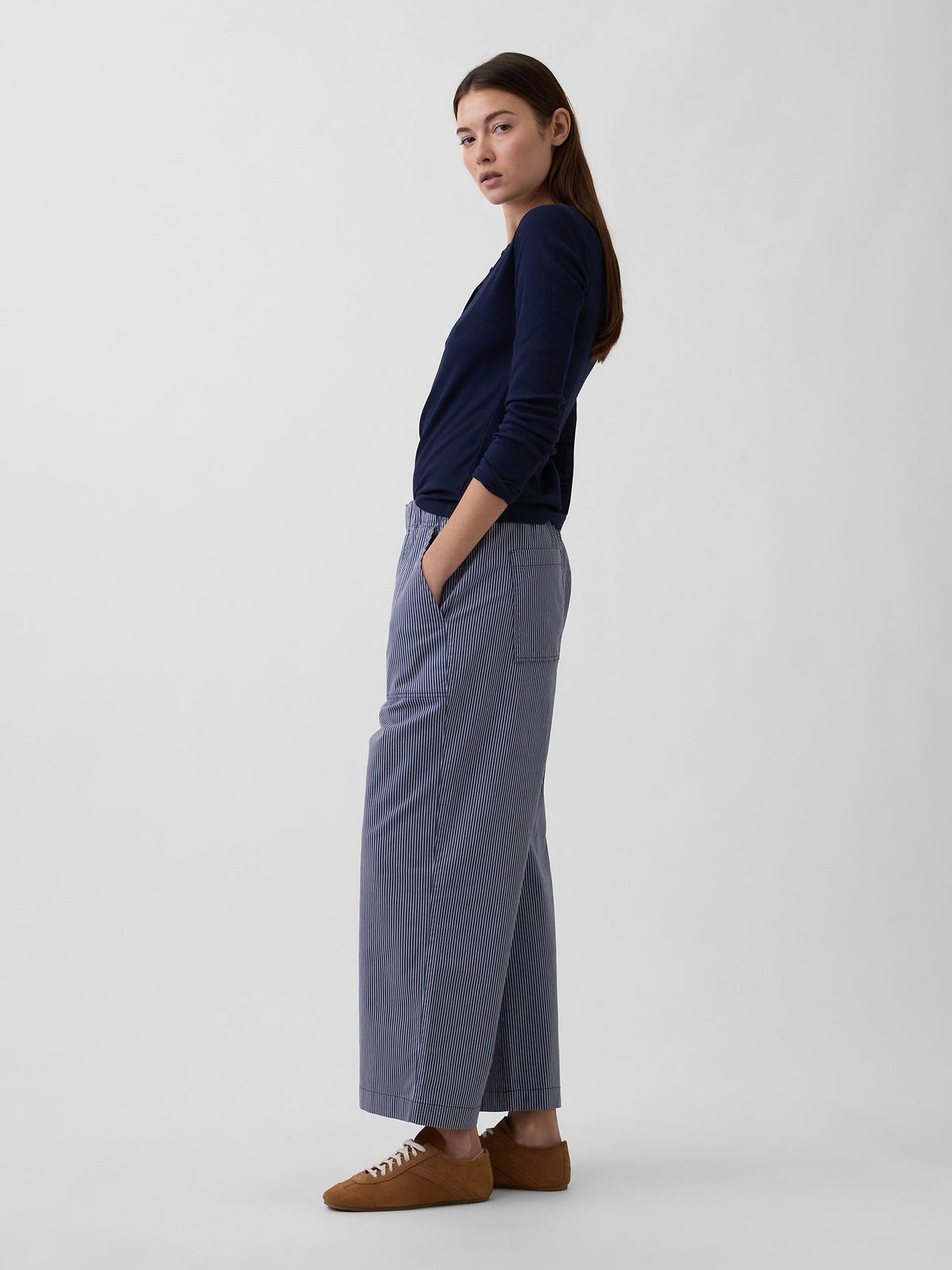 Mavi High Rise Baskılı Easy Wide-leg Khaki Pantolon