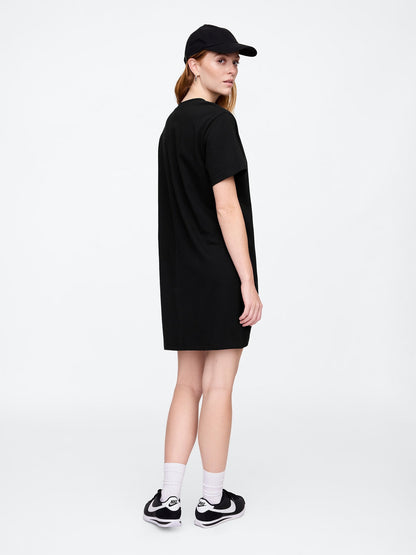Siyah Çizgili T-shirt Elbise