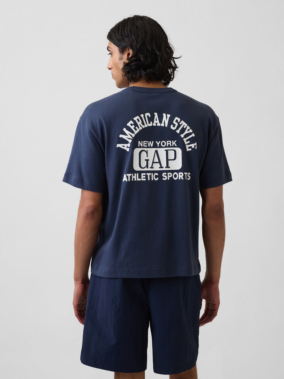 Lacivert Heavyweight Gap Logo Relaxed Crop T-shirt