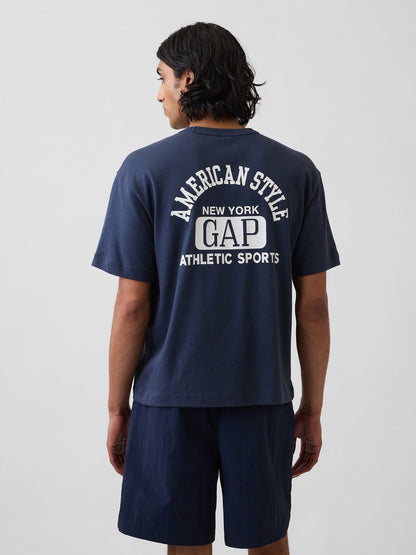 Lacivert Heavyweight Gap Logo Relaxed Crop T-shirt