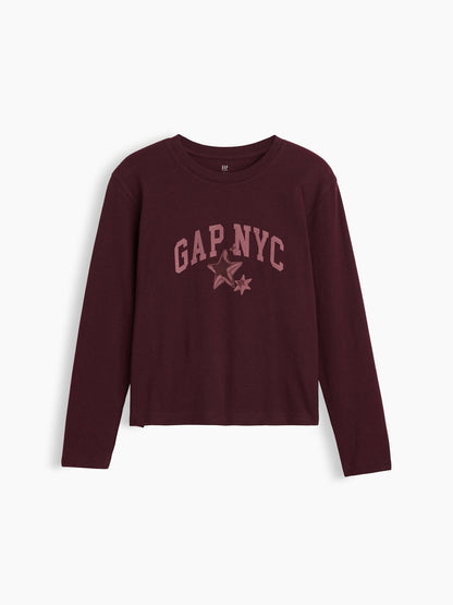Bordo Logo Grafik Baskılı T-shirt