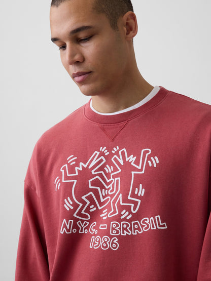 Koyu Kırmızı Keith Haring Heavyweight Logo Sweatshirt
