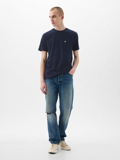 Beyaz Organik Pamuk Cepli T-shirt