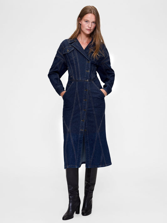 Lacivert Gapstudio Seamed Denim Midi Gömlek Elbise