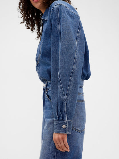 Mavi Gap × Victoria Beckham Denim Fermuarlı Gömlek
