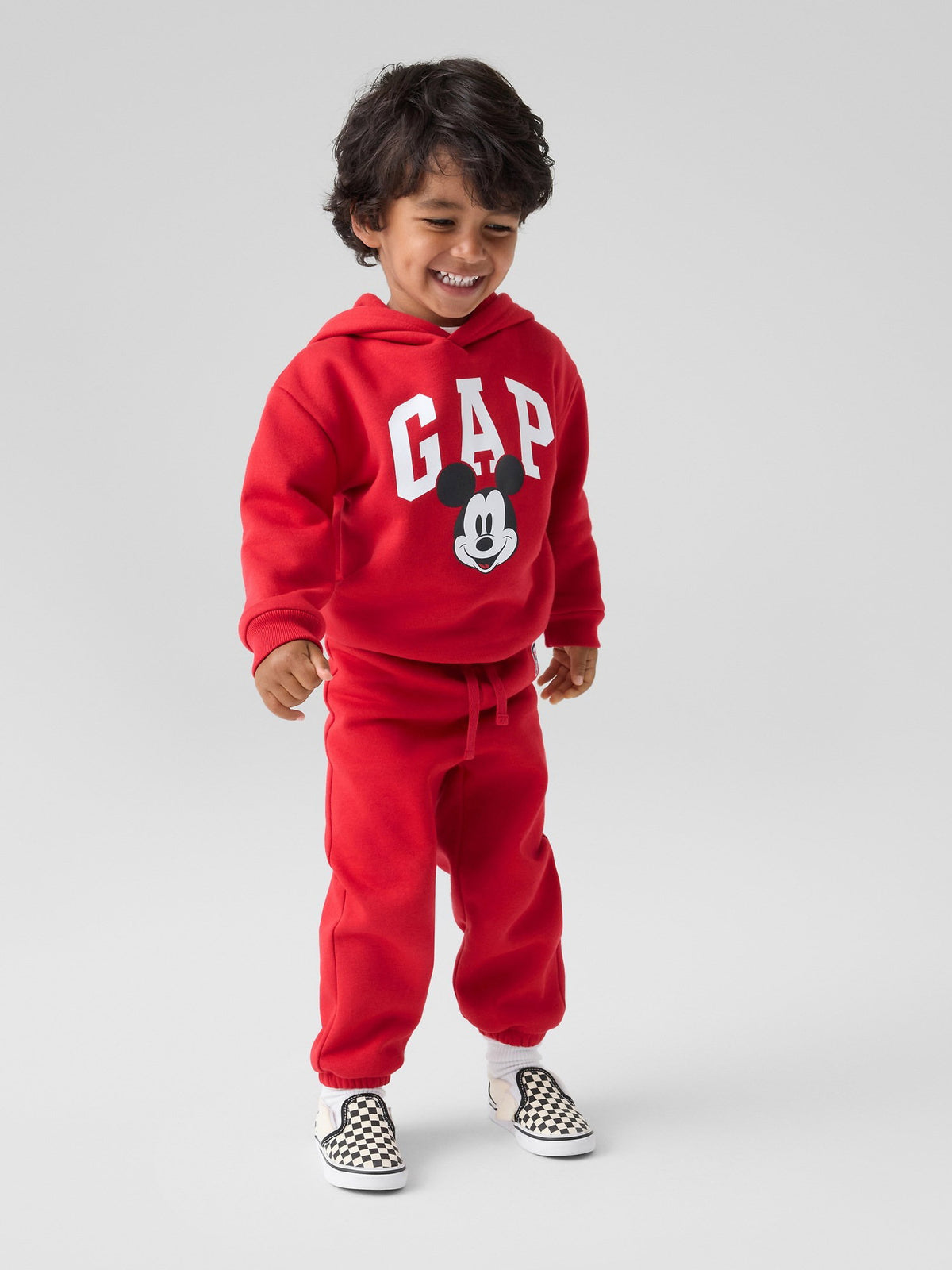 Kırmızı Disney Mickey Mouse Logo Sweatshirt