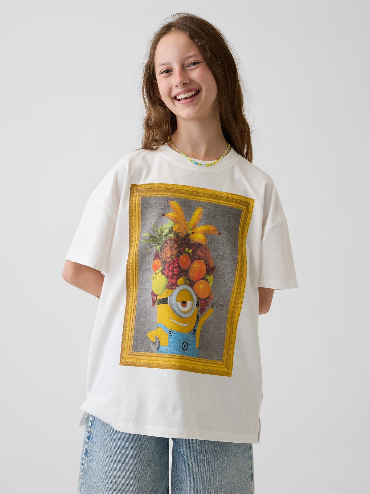 Beyaz Kids Minions Oversized Tunik T-shirt
