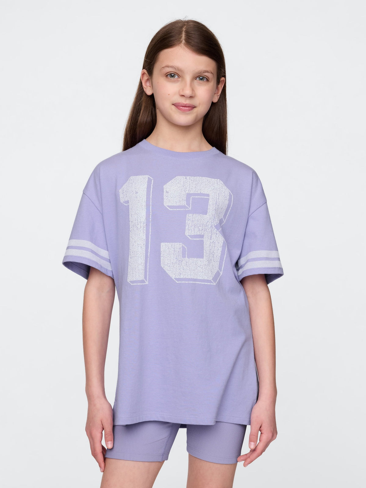 Lila Varsity Grafik Tunik T-shirt