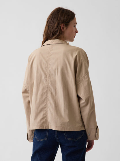 Bej Poplin Oversized Anorak Ceket