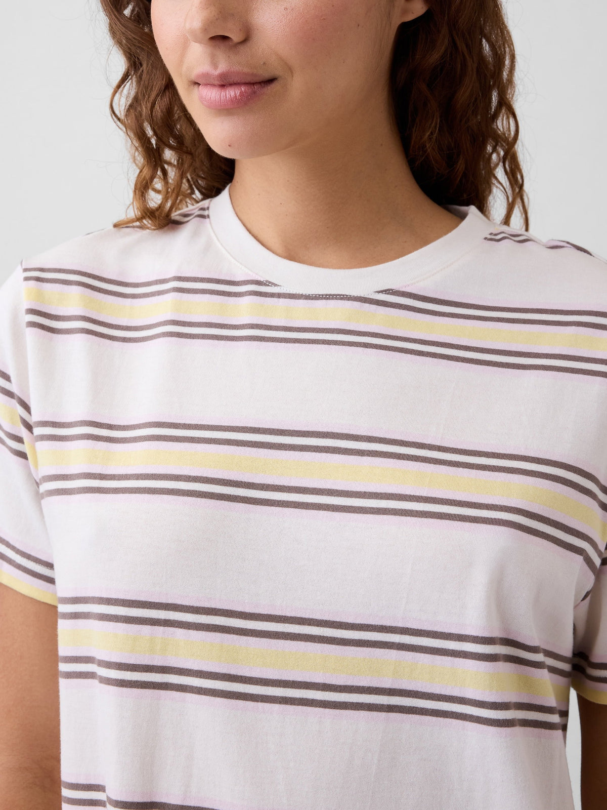Beyaz Relaxed Stripe Mini T-shirt Elbise