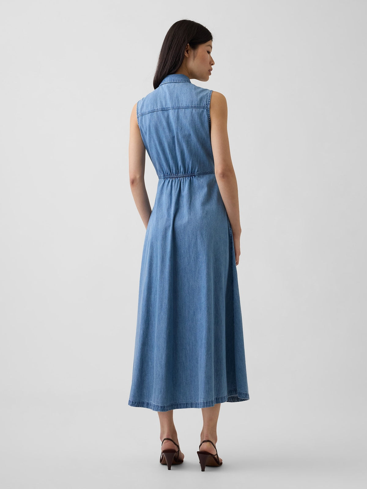 Mavi Ultrasoft Denim Maxi Gömlek Elbise