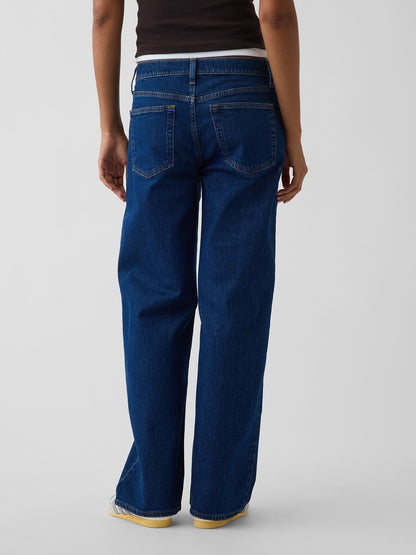 Koyu Mavi Low Rise Double-knee '90s Jean Pantolon