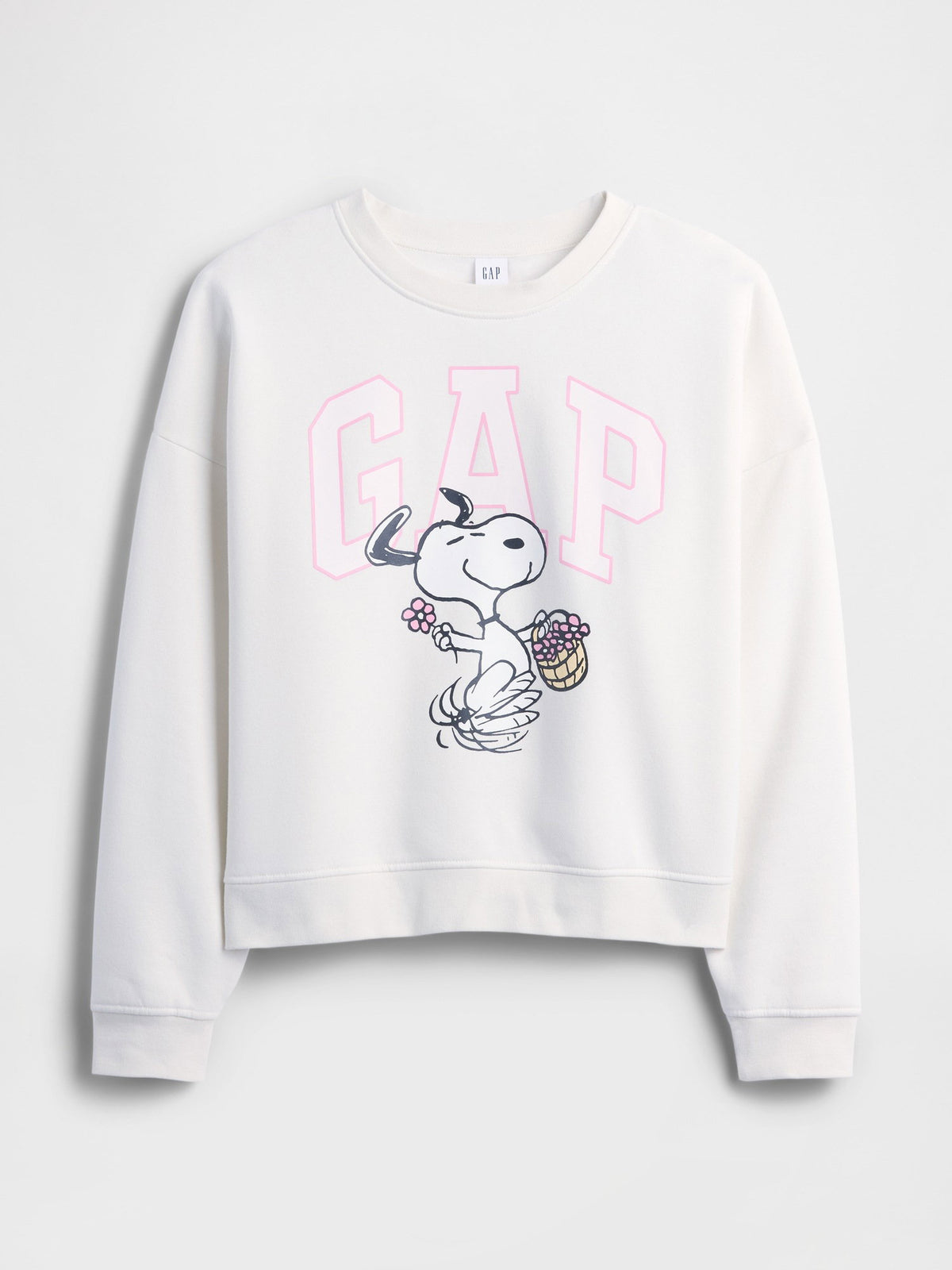 Kırık Beyaz Peanuts Oversized Wedge Bisiklet Yaka Sweatshirt