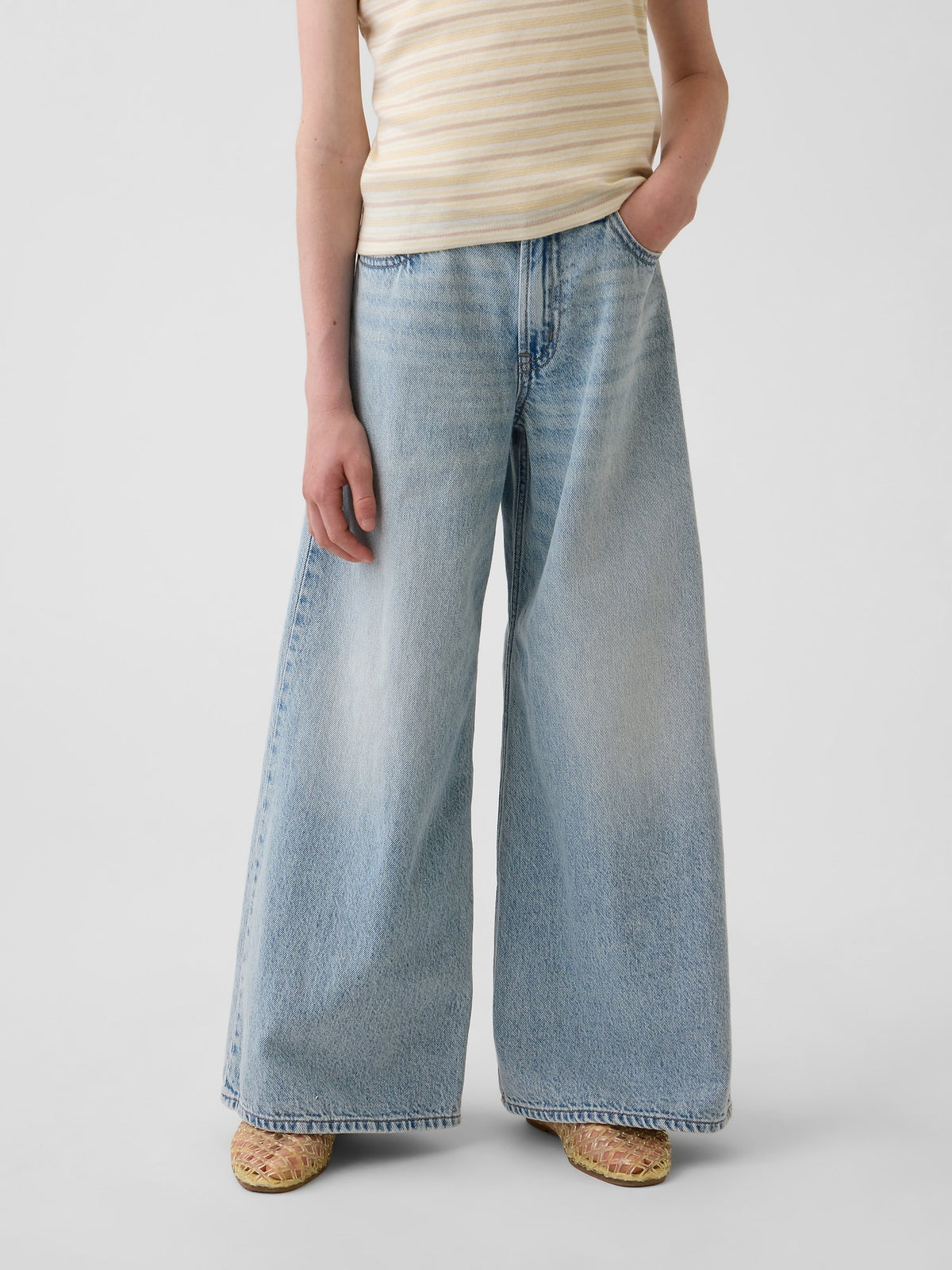 Açık Mavi Low Rise Baggy Jean Pantolon
