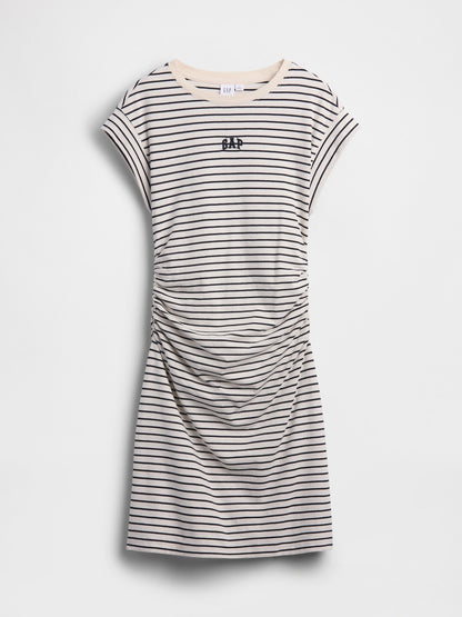 Beyaz Gap Mini Logo Ruched T-shirt Elbise