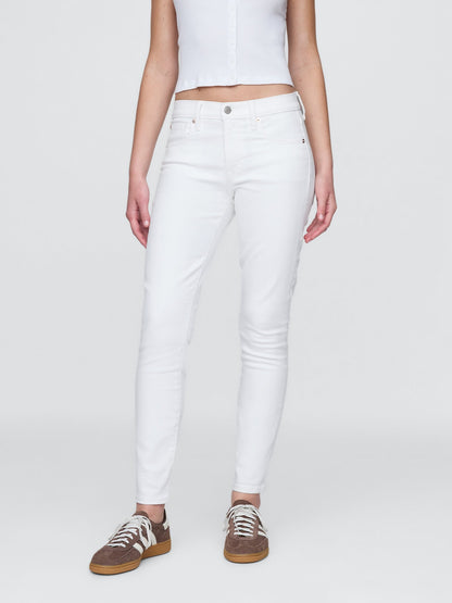 Beyaz Mid Rise True Skinny Jean Pantolon