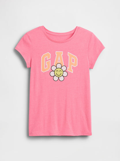 Pembe Grafik Baskılı T-shirt