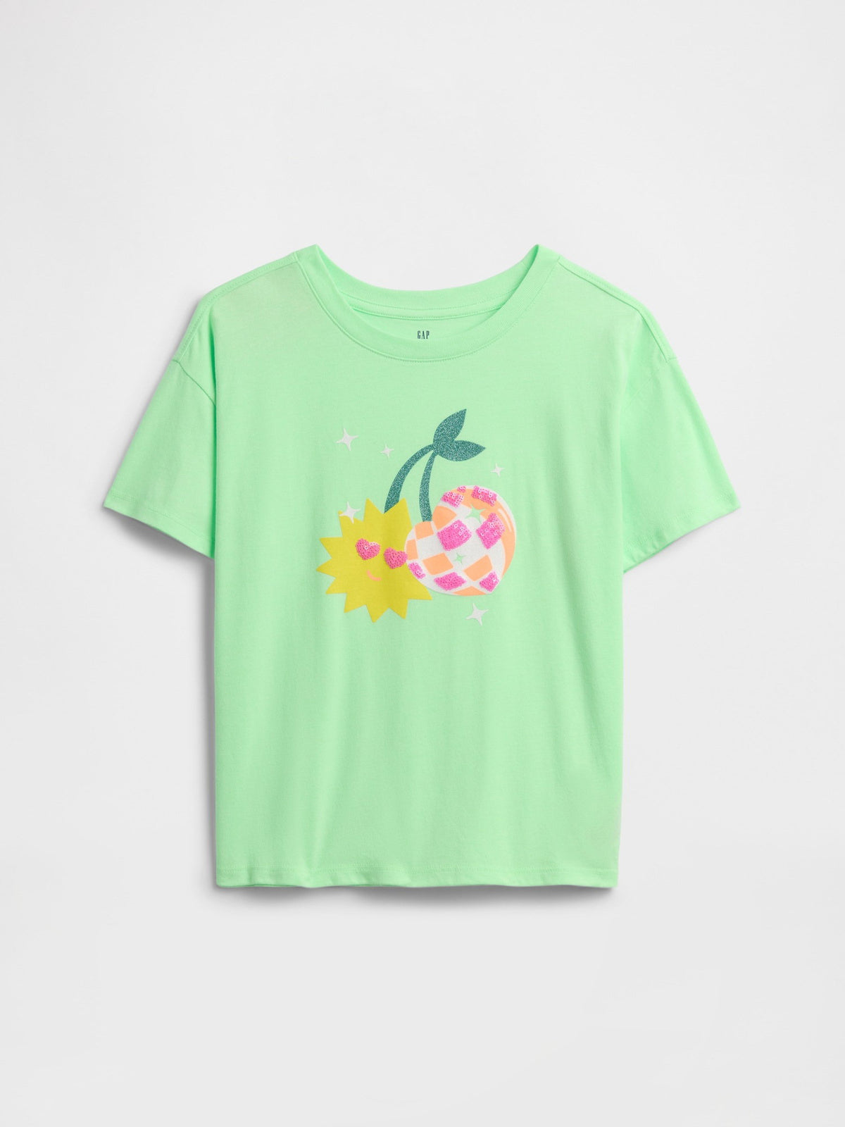Açık Yeşil Relaxed Grafik Baskılı T-shirt