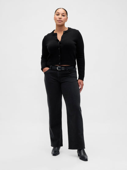 Siyah Low Rise '90s Jean Pantolon