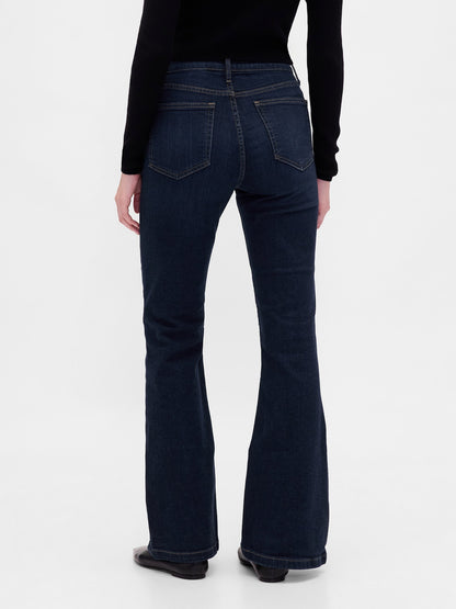 Koyu Mavi High Rise '70s Flare Jean Pantolon