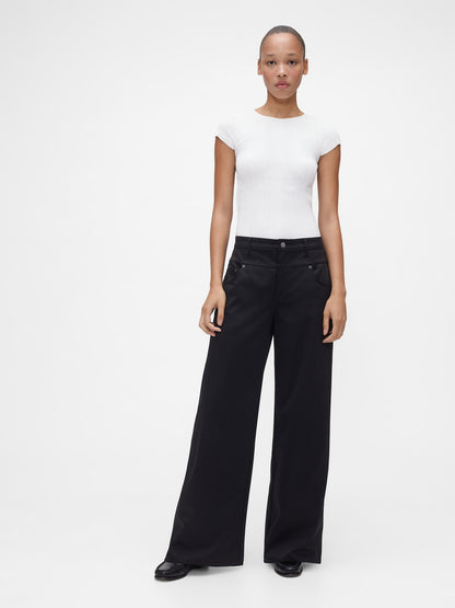 Siyah Gapstudio Low Rise Saten Baggy Pantolon