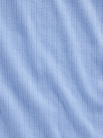 Açık Mavi Pointelle Bisiklet Yaka T-shirt