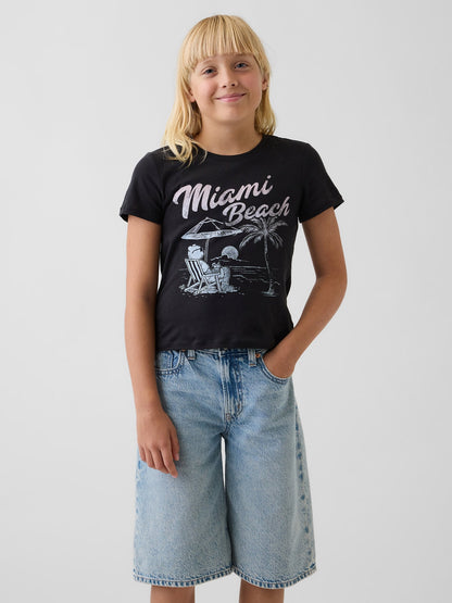 Siyah Grafik Baskılı T-shirt