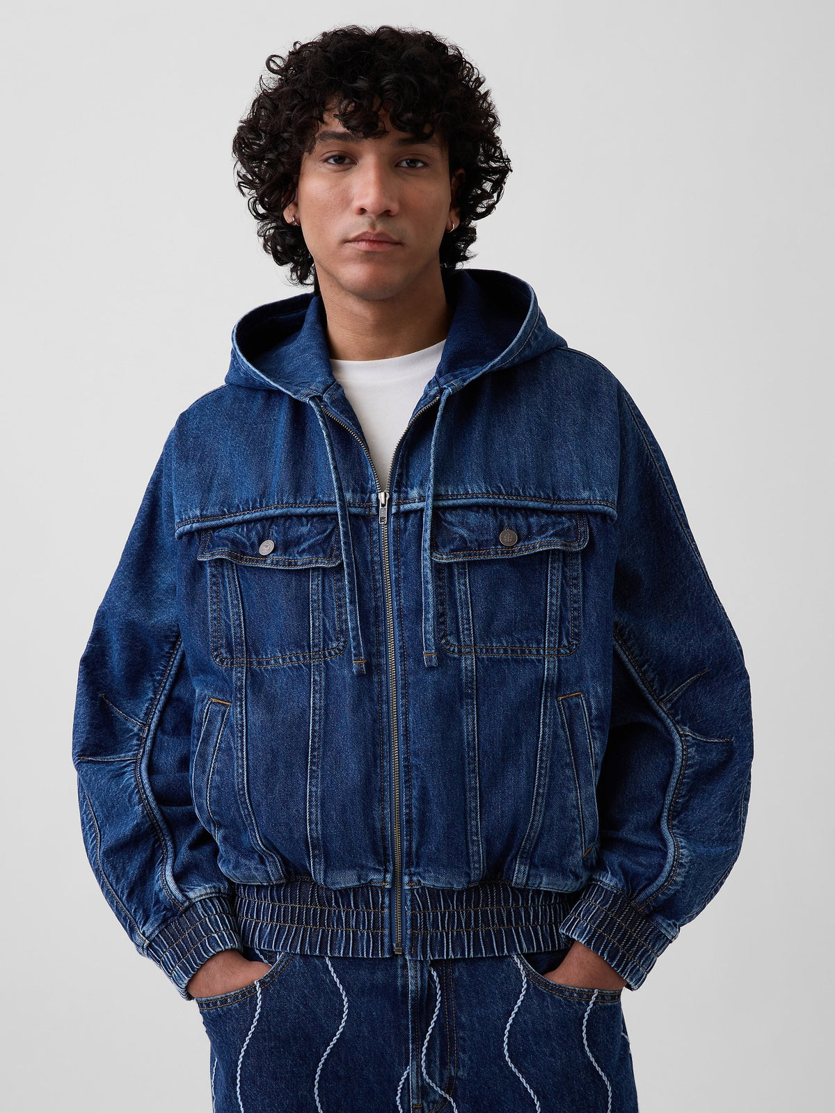 Koyu Mavi Gap × Hfr Denim Fermuarlı Sweatshirt By Daveed Baptiste