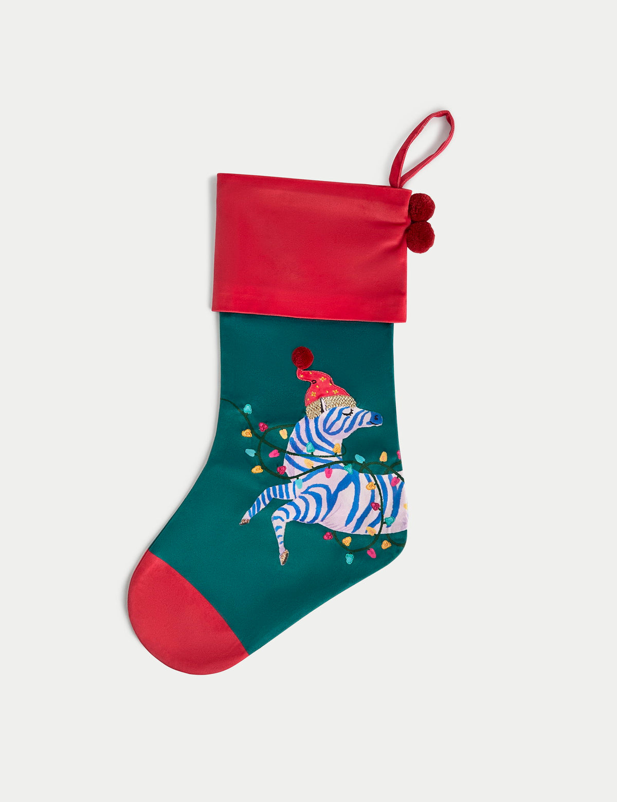 Kadife Zebra Desenli Yılbaşı Çorabı