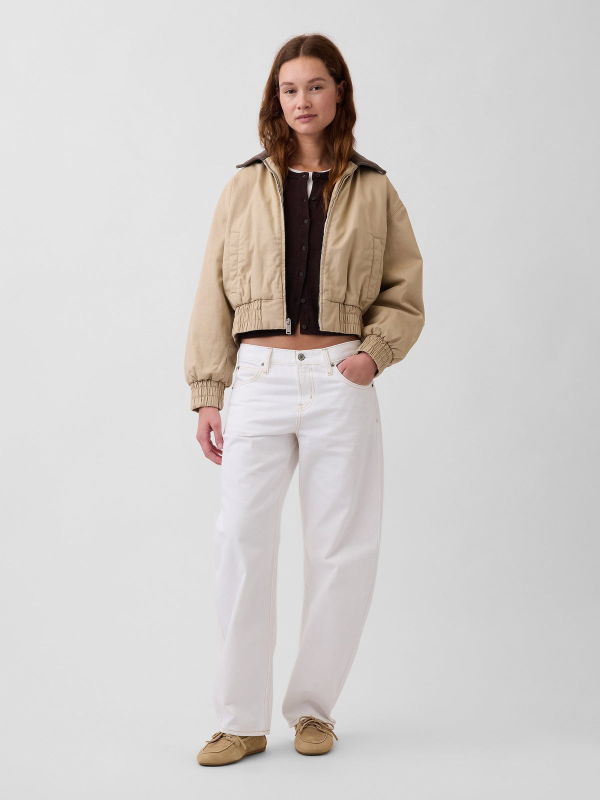 Açık Kahverengi Oversized Bomber Ceket