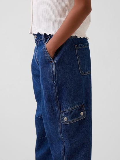 Koyu Mavi Barrel Kargo Jean Pantolon