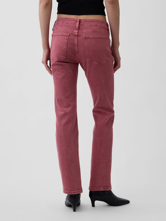 Pembe Low Rise Dantelli '90s Slim Jean Pantolon