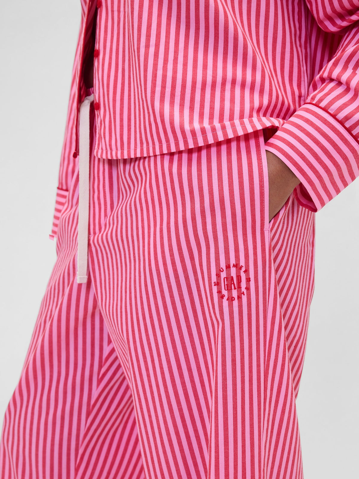 Kırmızı Gap × Summer Fridays Relaxed Poplin Stripe Pijama Altı