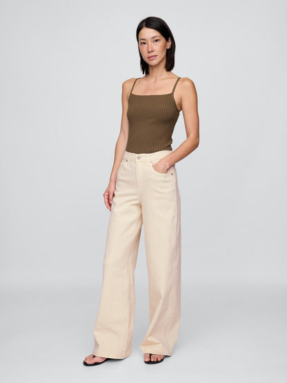 Açık Pembe High Rise Stride Wide-leg Jean Pantolon