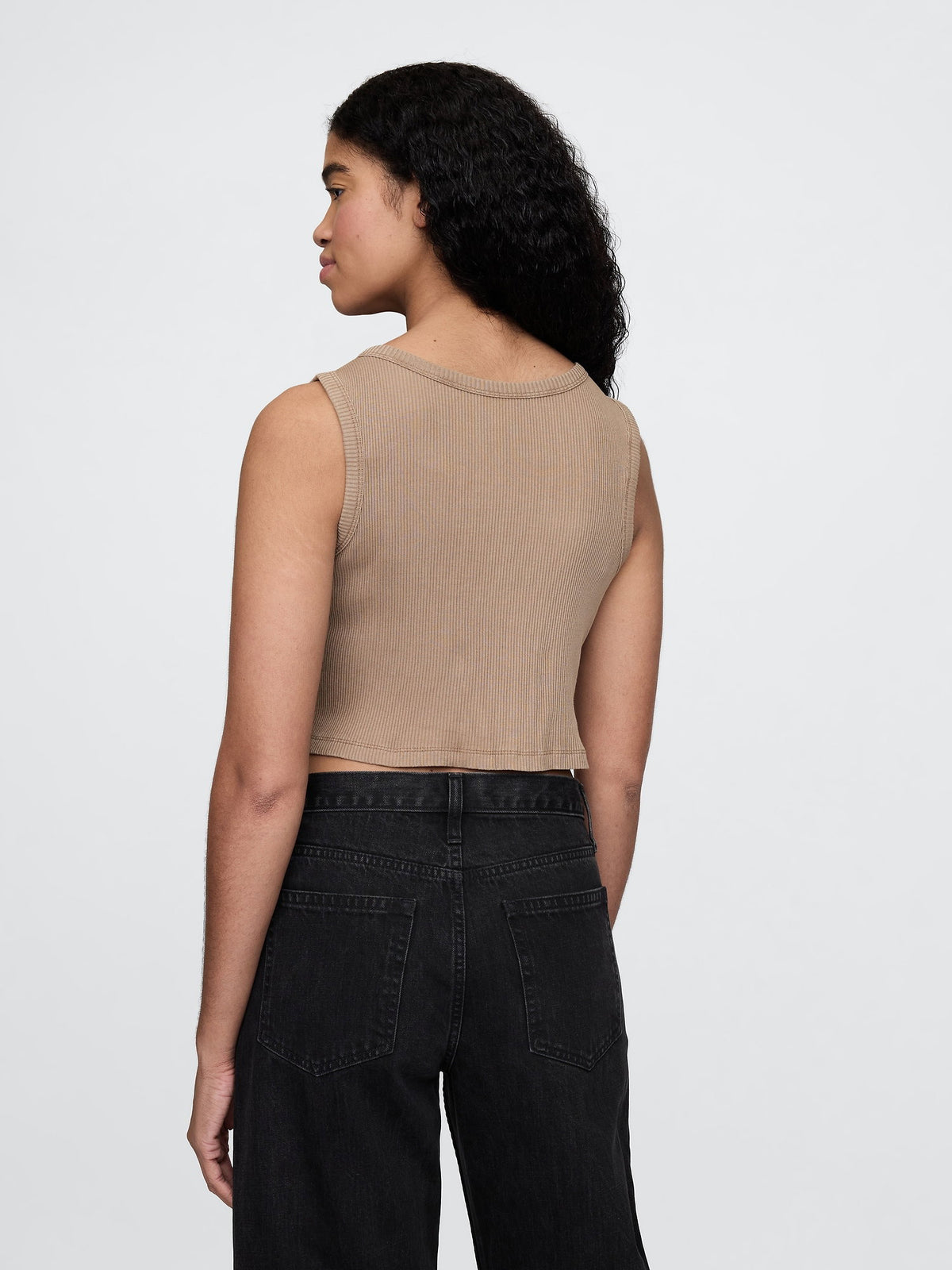 Bej Crop Fitilli Atlet