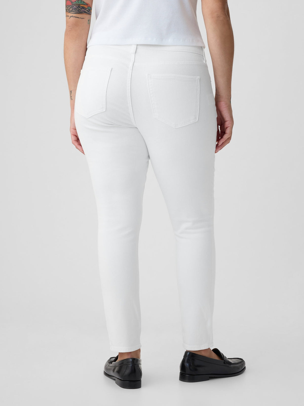Beyaz Mid Rise True Skinny Jean Pantolon