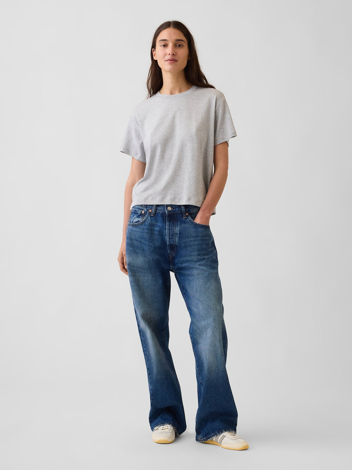 Lacivert Supima® Pamuk Relaxed T-shirt