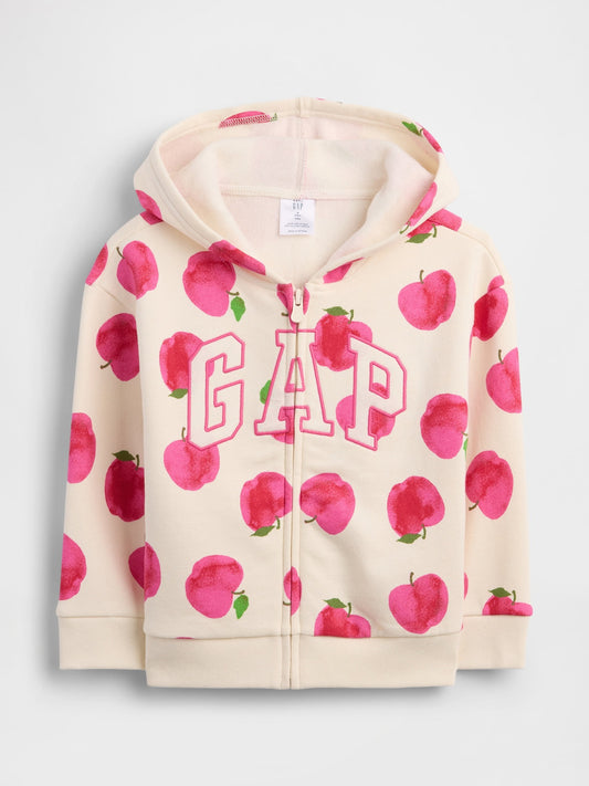 Krem Logo Fermuarlı Sweatshirt