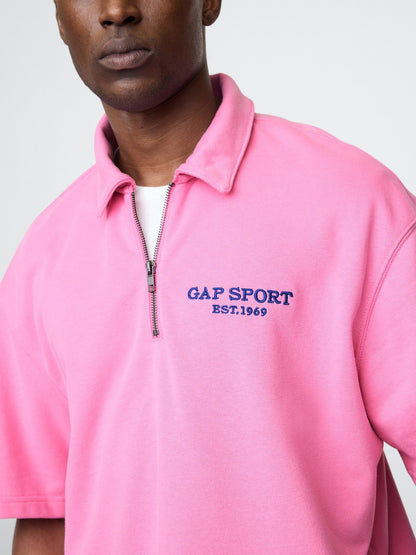 Pembe Vintagesoft Spor Çeyrek Fermuarlı Pullover Sweatshirt