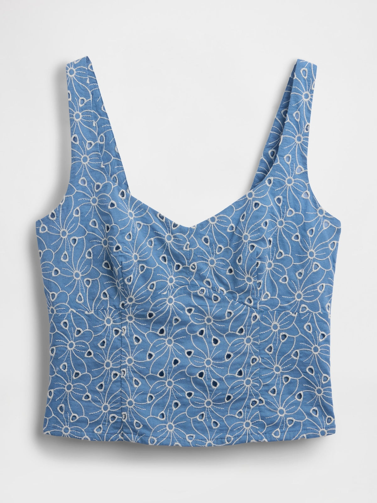 Mavi Eyelet Crop Büstiyer Bluz