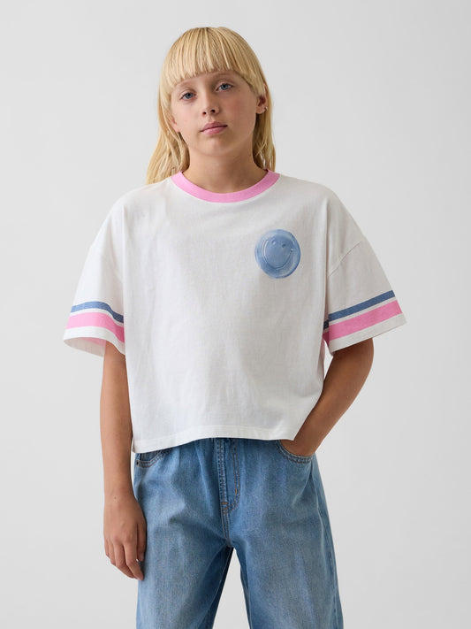 Kırık Beyaz Oversized Grafik Baskılı T-shirt