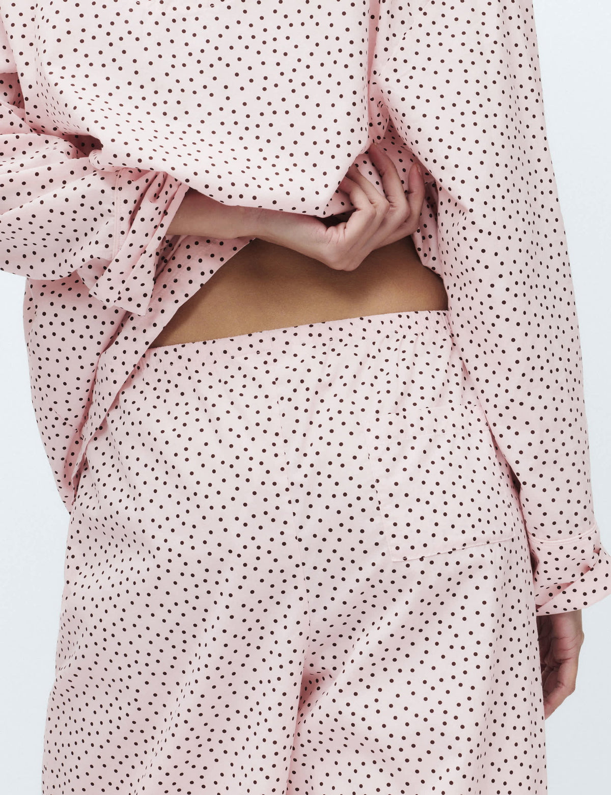M&s Saf Pamuklu Puantiyeli Pijama Seti