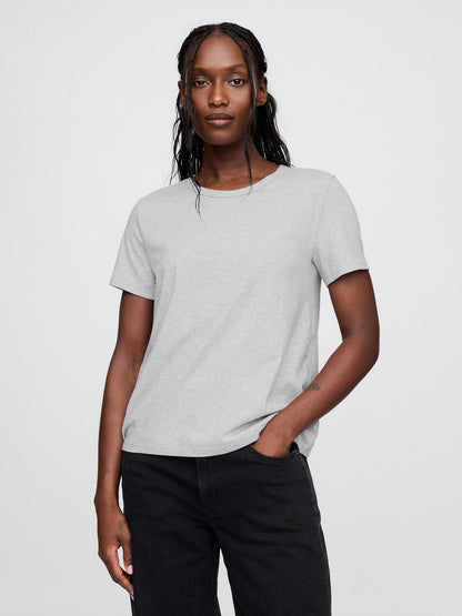 Açık Gri %100 Pamuk Vintagesoft Bisiklet Yaka T-shirt