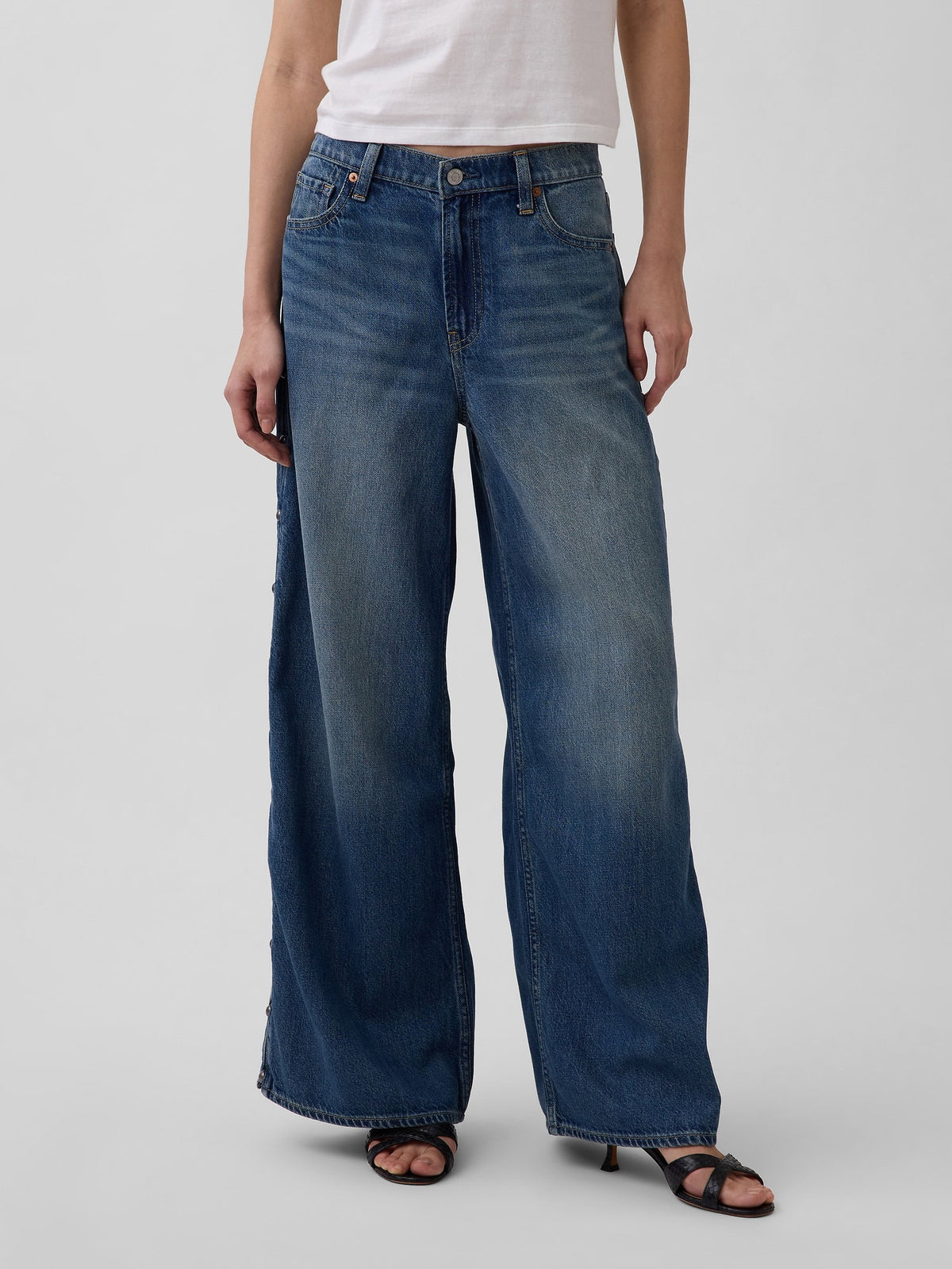 Mavi Mid Rise Ultrasoft Studded Baggy Jean Pantolon